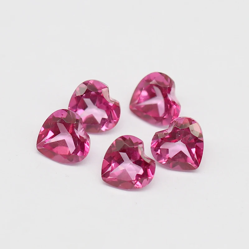 20pcs/lot Wholesale Natural Stone Coated Pink Topaz Heart Shape Facet 4x4mm-6x6mm Loose Gemstone For Jewelry Making