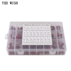 240pcs 392 Square Fuse 382 Round Fuse DIY Kit 0.5A/0.63A/0.8A/1A/1.25A/2A/2.5A/3.15A/4A/5A/6.3A/8A/10A Fuses For LCD TV Power