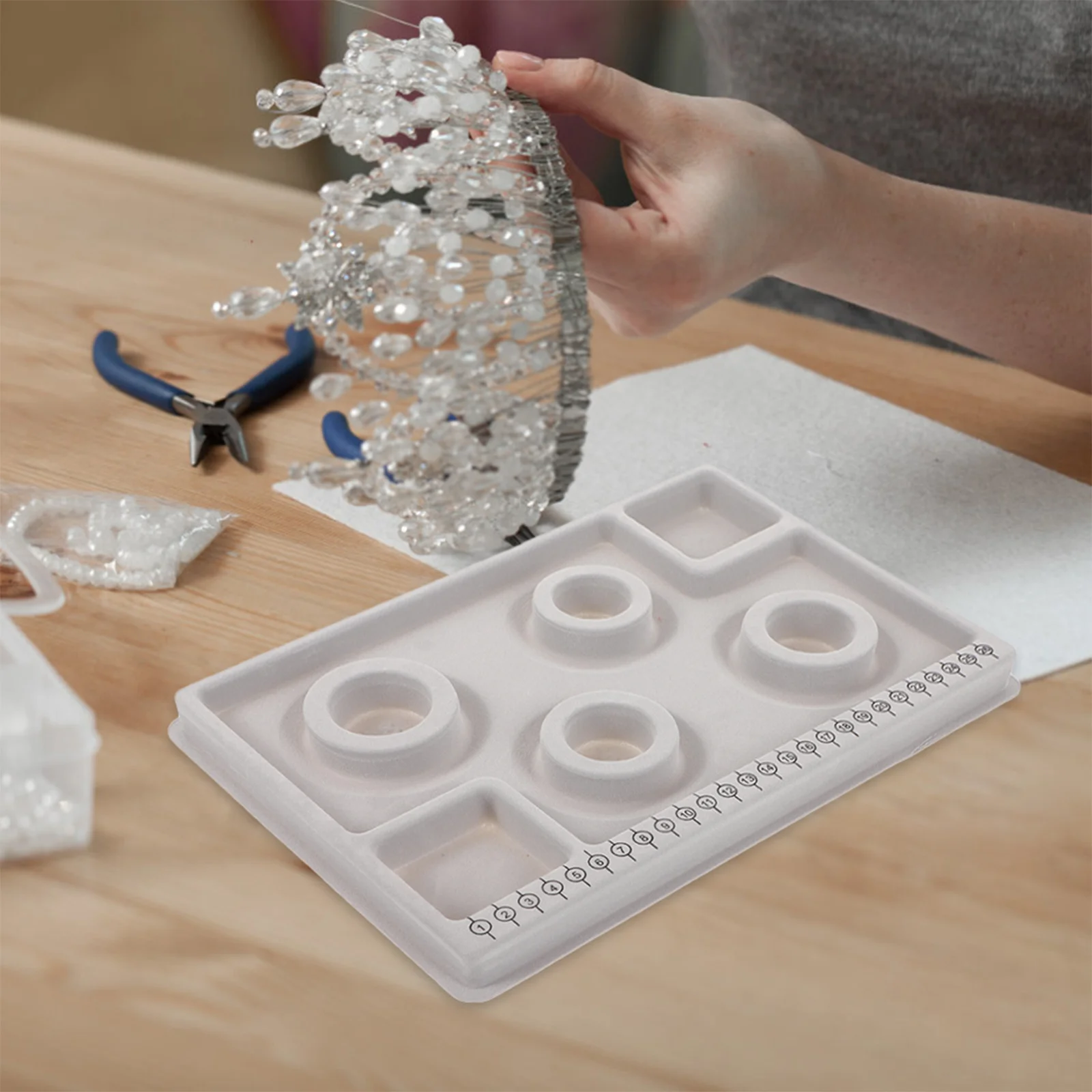 

1Set Bead Design Board Jewelry Tray Silicone Necklace Bracelet Beading Board Jewelry DIY Making Measurement Tool