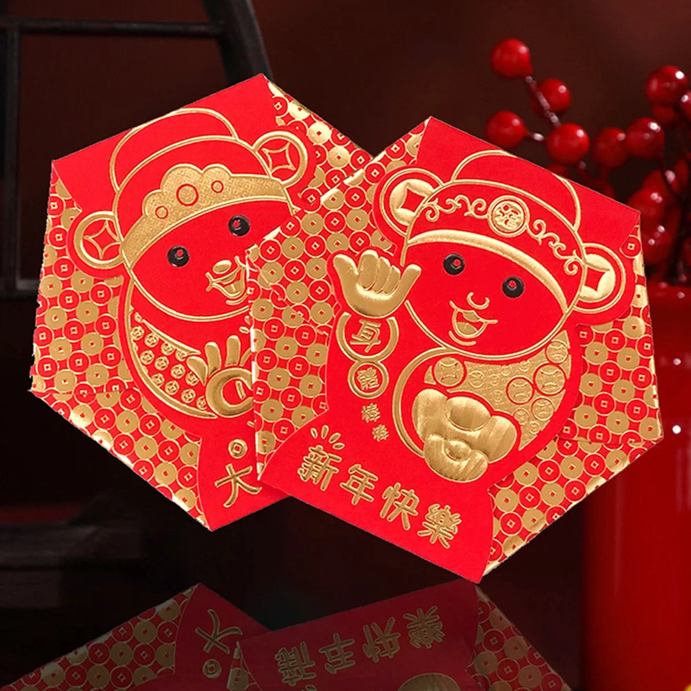 

16pcs Red Envelopes Thick Paper Folding Cash Bags Lucky Money Packets Chinese Hongbao New Year Gift Spring Festival Prosperity