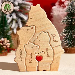 Personalized Wooden Bear Home Art Puzzle Laser Custom Home Decorations Warm Gifts for Mom Send Family, Friends Christmas