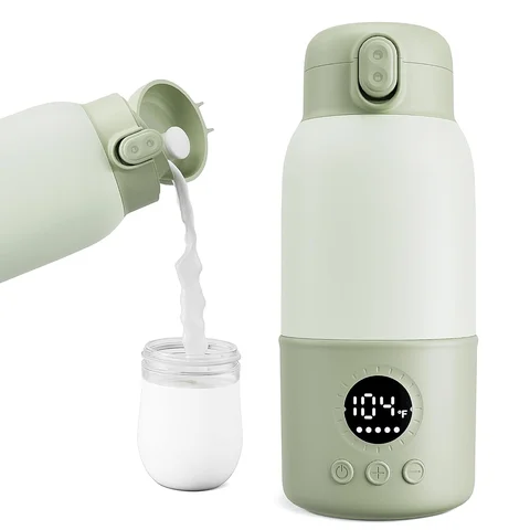 YKV Tasse Thermos Chauffante Électrique 380ml, Rechargeable par USB, Acier Inoxydable 316, Chauffe-Lait Portable pour Bébé, Bouteille d'Eau à Température Constante pour Voyage