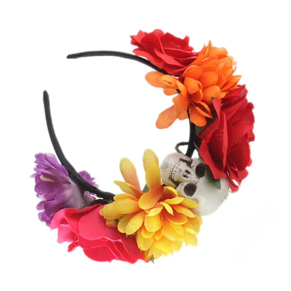 

1Pcs Halloween Skull Artificial Rose Headband Party Hair Hoop Cosplay Costume Accessory for Carnival Masquerade