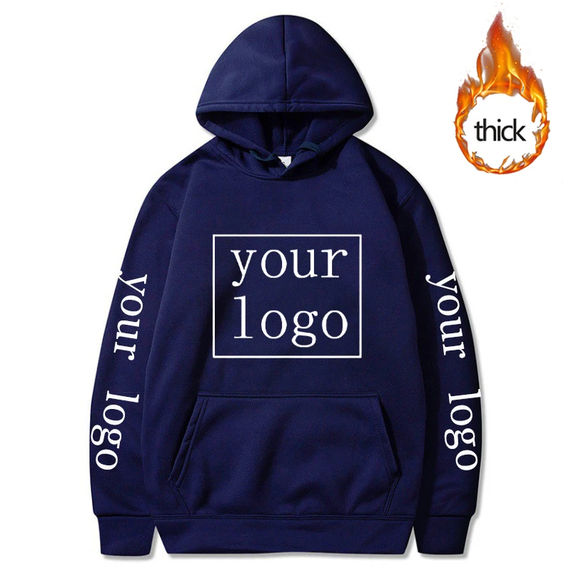 Custom Hoodies Diy Text Couple Friends Family Logo Image Print Clothing Fashion New Thickened Casual Sweatshirt Unisex 11 Color