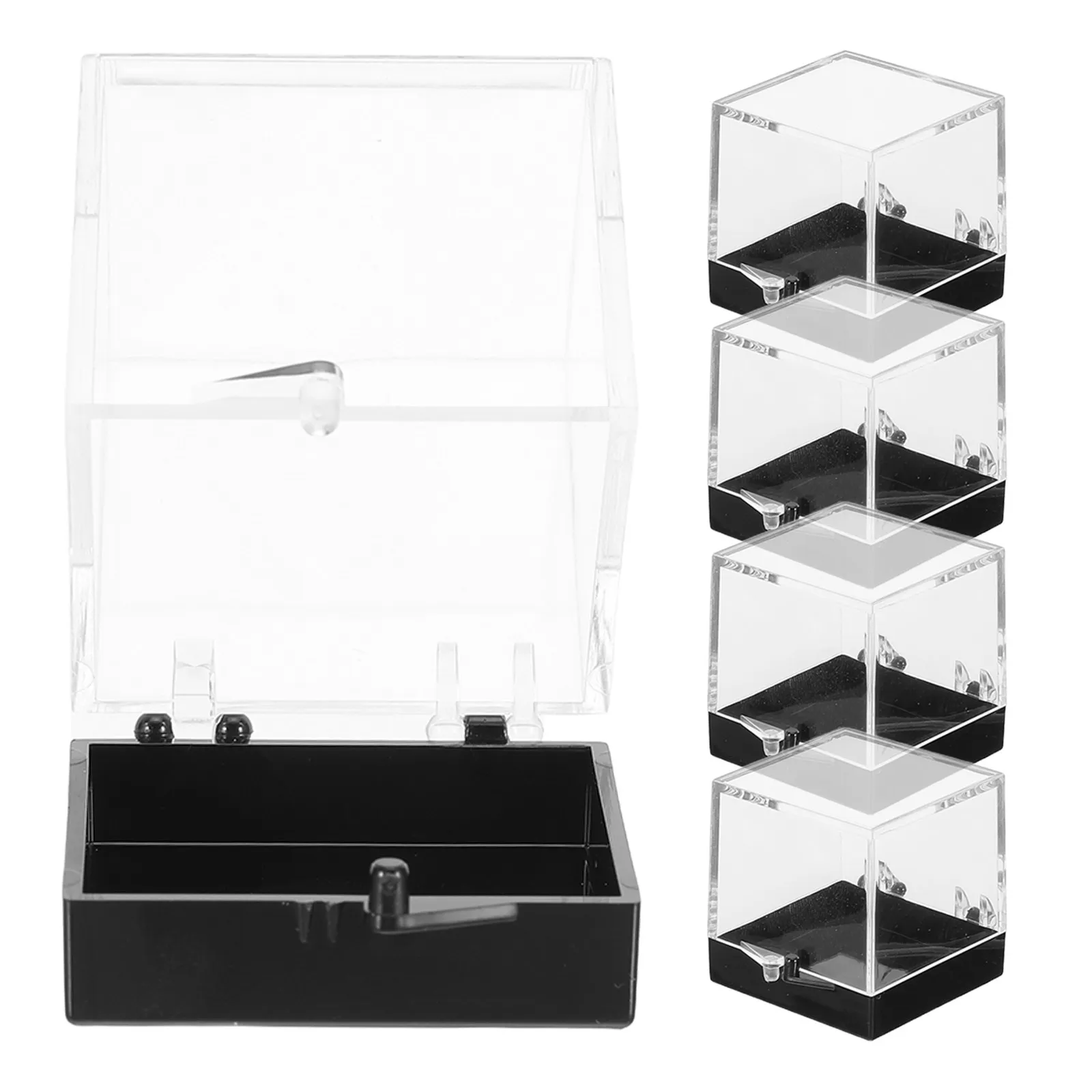 5Pcs Mineral Specimen Storage Box Square Transparent Rock Display Organizer for Crystal Gemstone Coin Collection Showcase