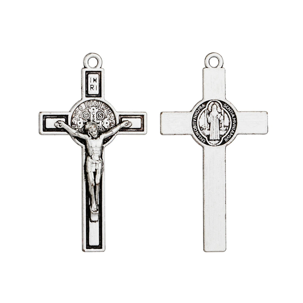 30Pcs/Set Engraved Exorcism St.Benedict Charms Catholic Crucifix Jesus Cross Pendants DIY Necklace Jewelry Accessories
