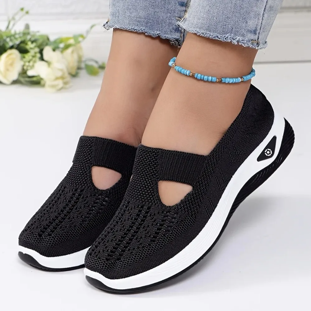 Womens Modern Casual Slip On Sneakers Breathable Knit Upper Lightweight PVC Sole Comfortable Cushioning Shock Absorption Insoles image 2