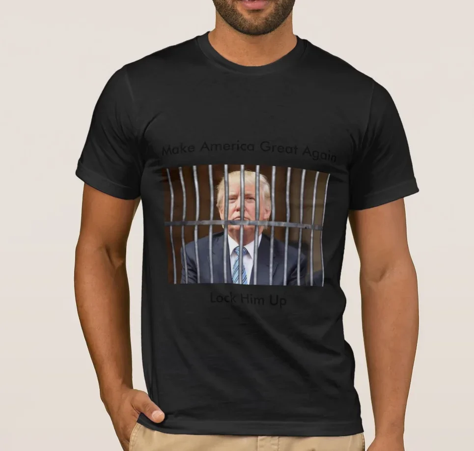 Trump Make America Great Again Lock Him Up T-Shirt 100% Cotton O-Neck Summer Short Sleeve Casual Mens T-shirt Size S-3XL