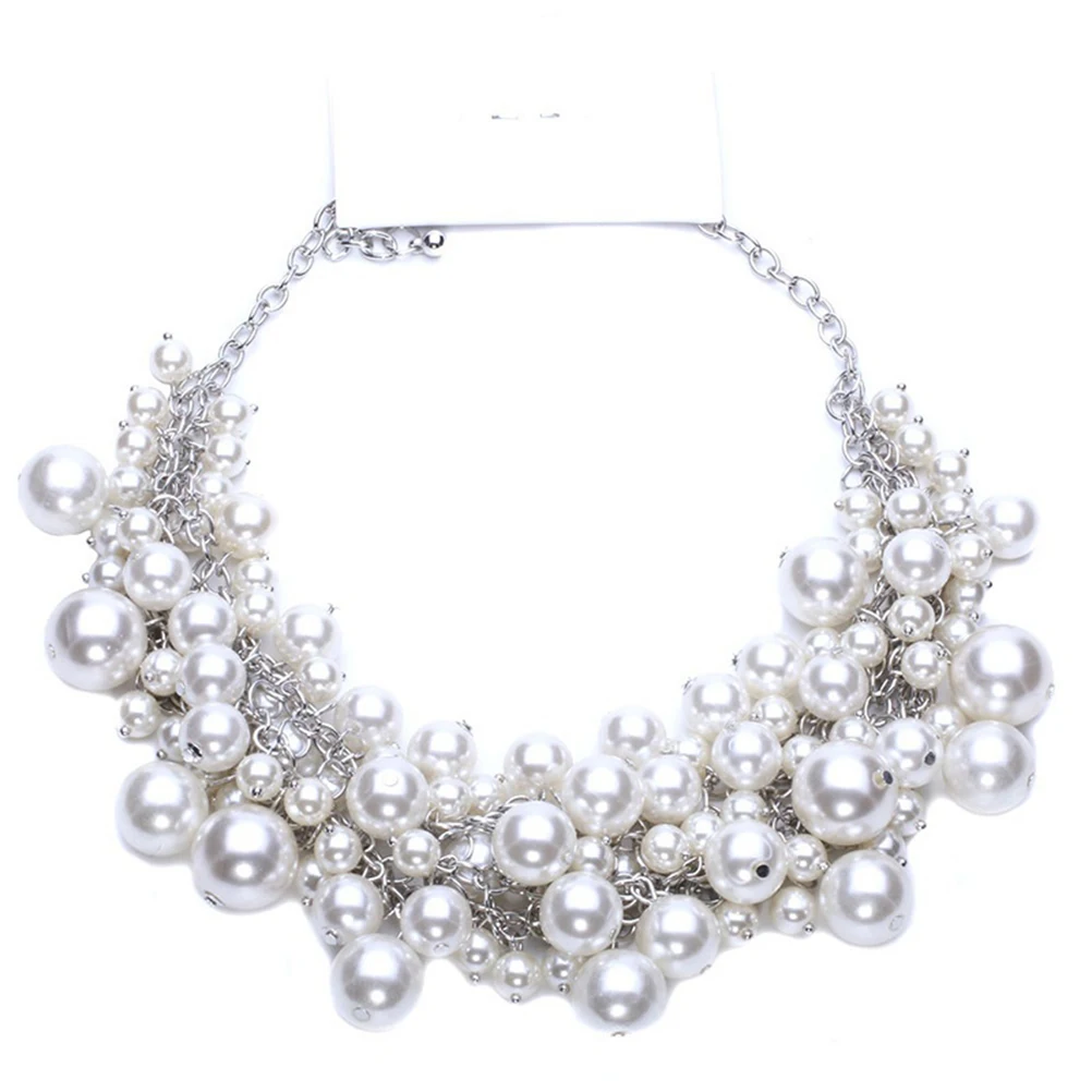 1 個のプラスチックパールネックレスシックなペンダントパーティーコスチュームジュエリーアクセサリーシミュレーションプラスチックジュエリーマスカレードファンシーボール用