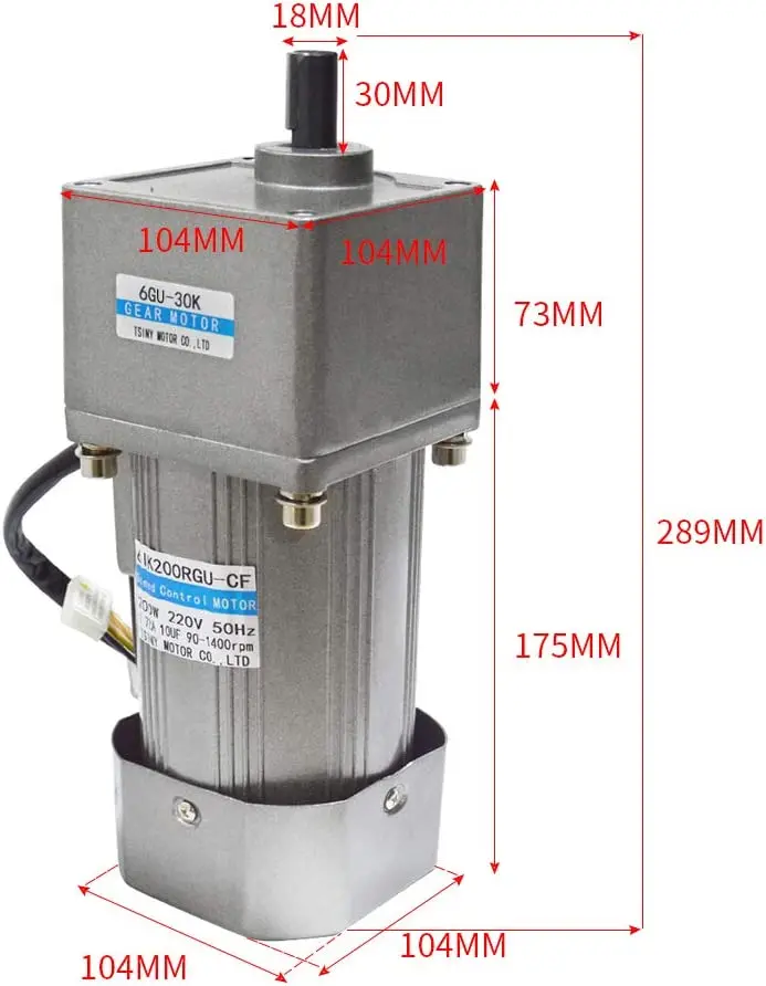 Bemonoc AC 220V 50/60HZ Gear Reducer Motor 108 RPM 200Watts Output Shaft 18mm CW CCW Variable for Chemical Good Medical Industry