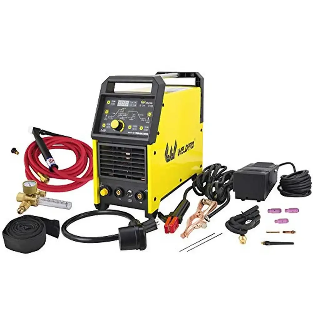 200 Amp Digital TIG Welder with Pulse CK 17 Torch Dual Voltage AC/DC Welding Functionality Professional Design MMA Stick Welding