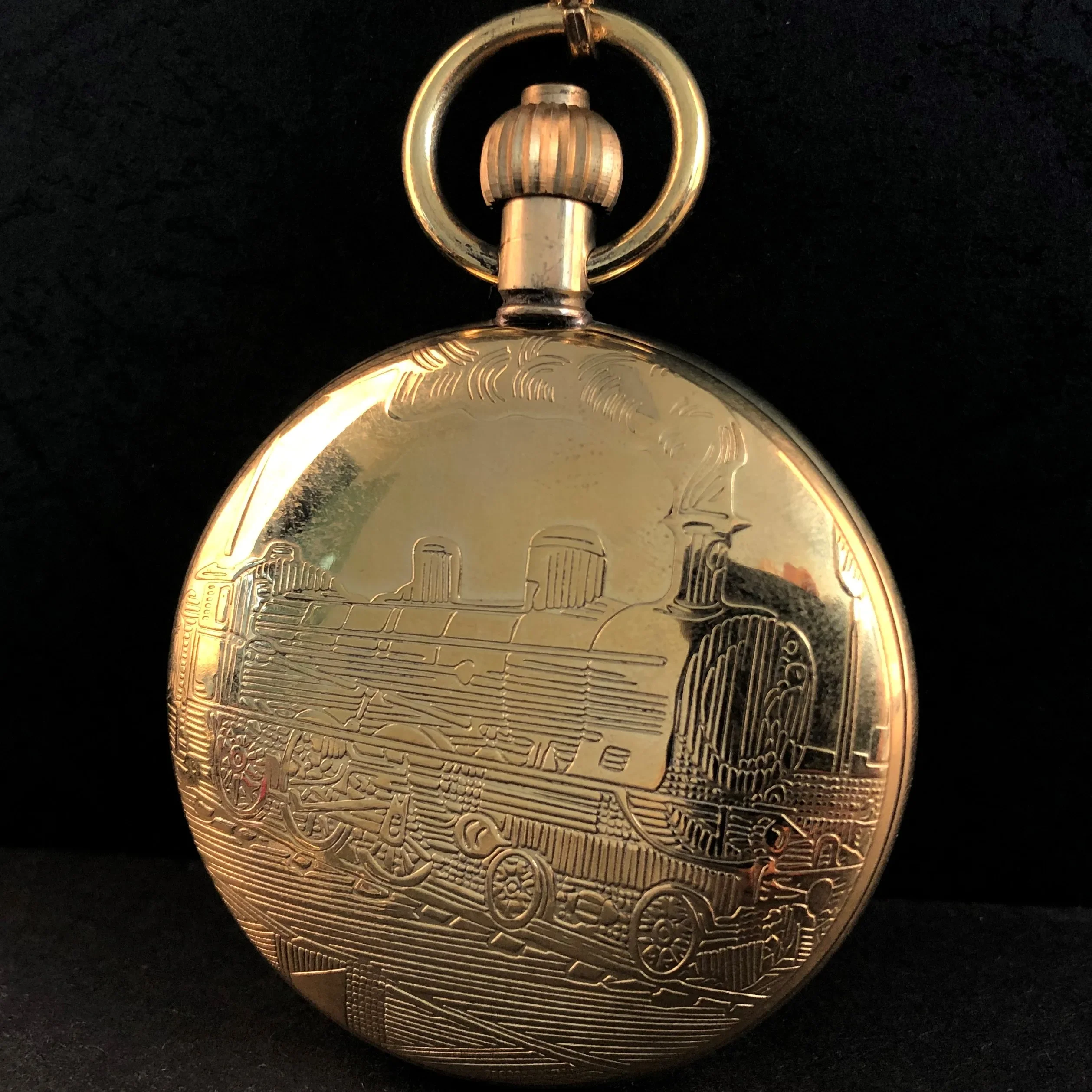 Vintage Brass London 1856's Antique 5 Hands Mechanical Pocket Watch Hand Winding Skeleton Mens Pocket & fob Watches 30cm Chain