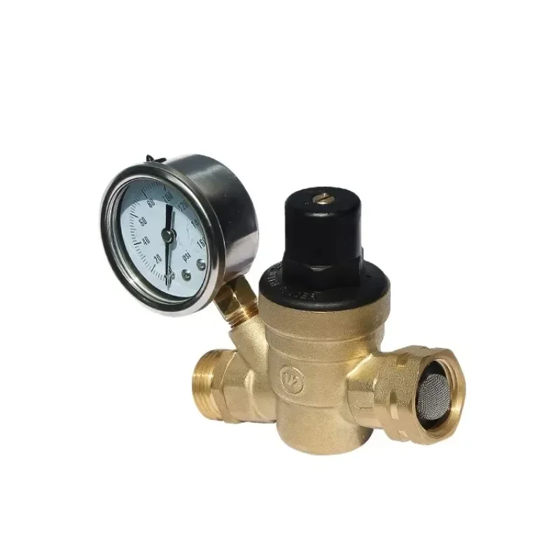 DN15 Brass Adjustable RV Pressure Reducing Valve with Pressure Gauge