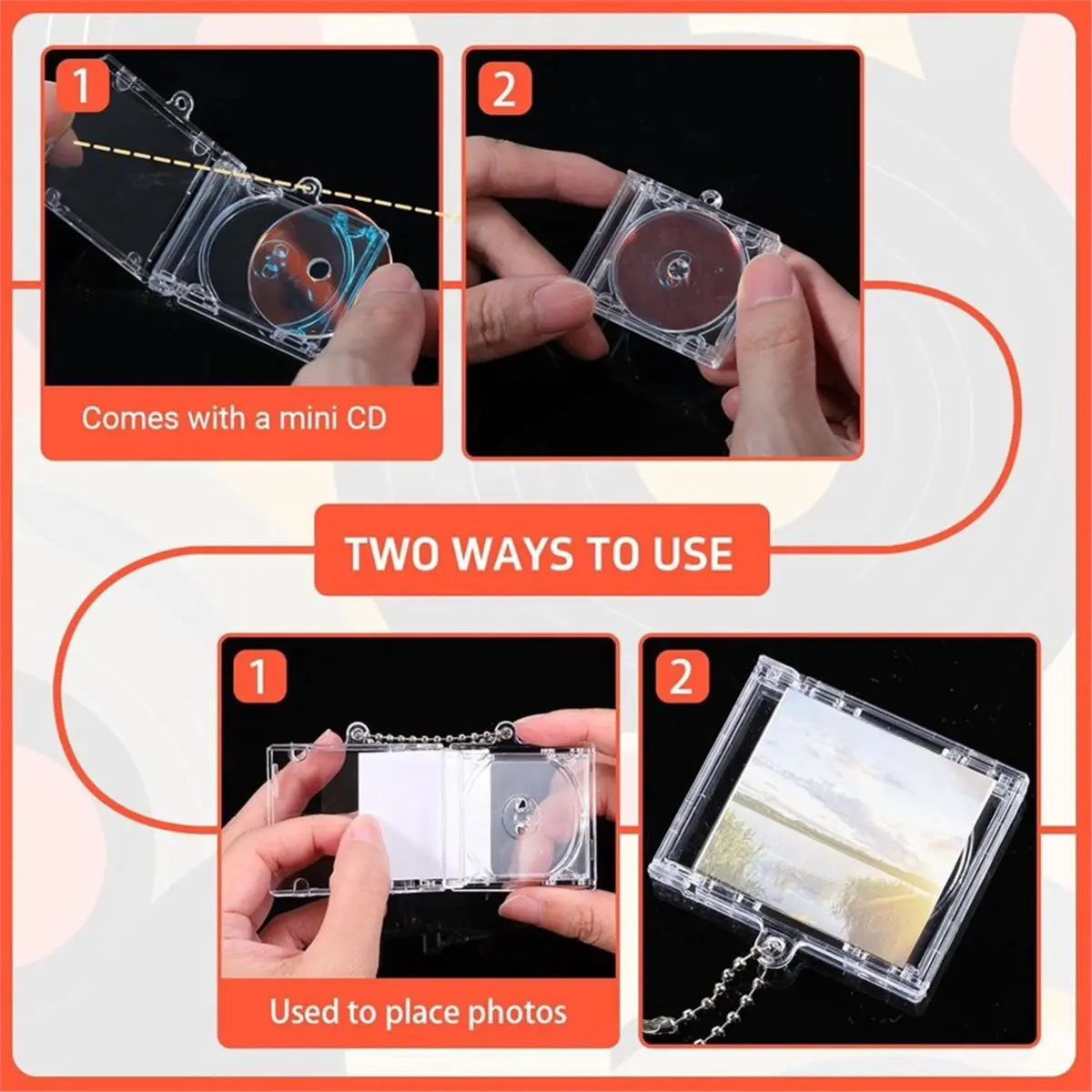 PHONE&GEAR 20 Pcs Mini NFC Function Cd Keychain Album Cases with Mini CD, Cd Cases DVD Cover for DIY Backpack Hanging Decor Gif