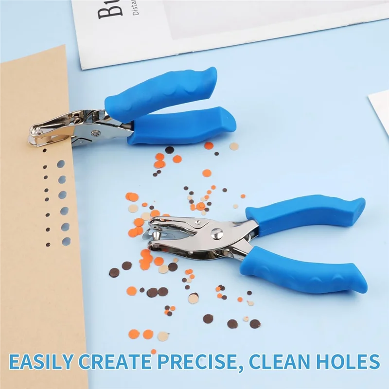 Upgraded Soft Grip Handle Hole Punch Hand Hole Puncher With Soft Grip Handle For Crafts, Scrapbooks, 6 Sheets Capacity, Tickets