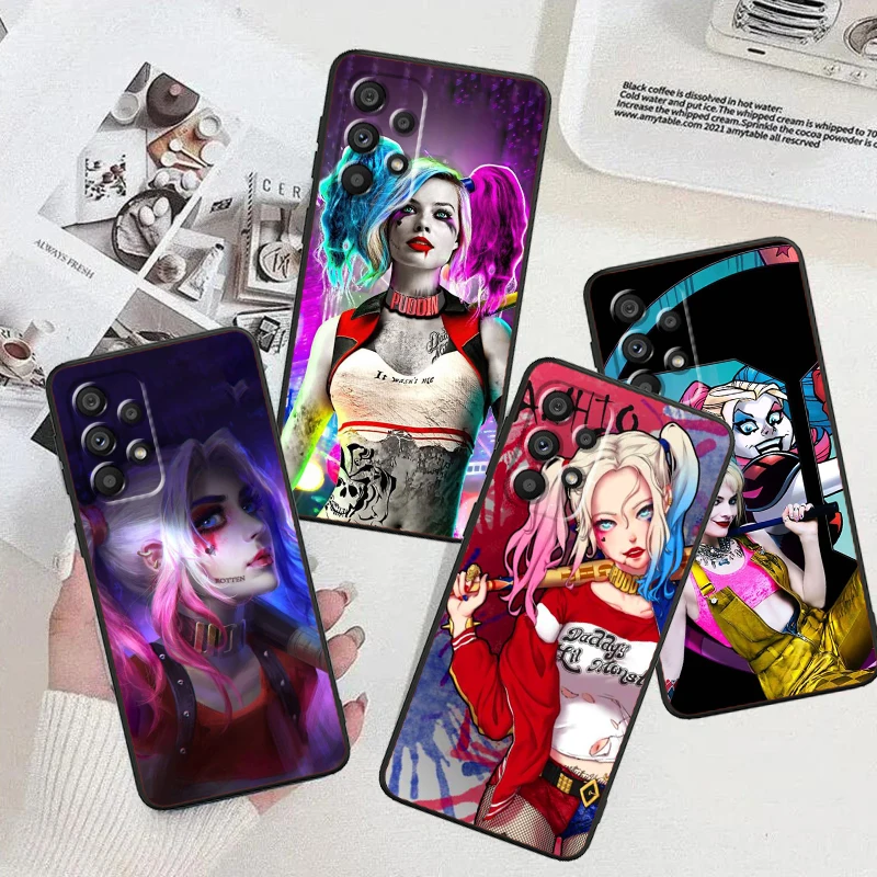 

H-Harleys Q-Quinns J-Jokers For Samsung Note 20 10 Ultra Plus A31 A14 A12 A70 A34 A25 A04 A05 A15 A24 5G Black TPU Phone Case