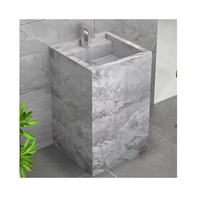 

Free Standing Pedestal Sink Vatnity Quartz Bathroom Sink Farmhouse Washing Standing Vessel Hotel Courtyard