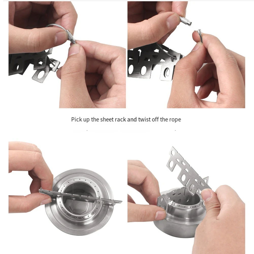 Портативная мини-спиртовая плита с крестами, подставка для плиты, спиртовая горелка для уличного лагеря, походов, походов, приготовления пищи A-ABJQ