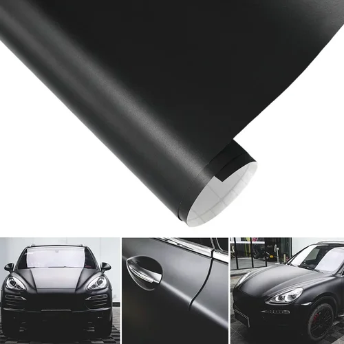 Rollo de película adhesiva de vinilo negro mate de primera calidad para coche, pegatina para vehículo, embellecedor para carrocería, película decorativa para motocicleta, sin burbujas de aire