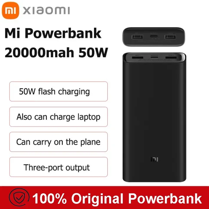 Original Xiaomi PowerBank 3 20000mAh 50W PB200SZM External Battery 3 USB TypeC Fast Charging Portable Charger Powerbank 20000mAh