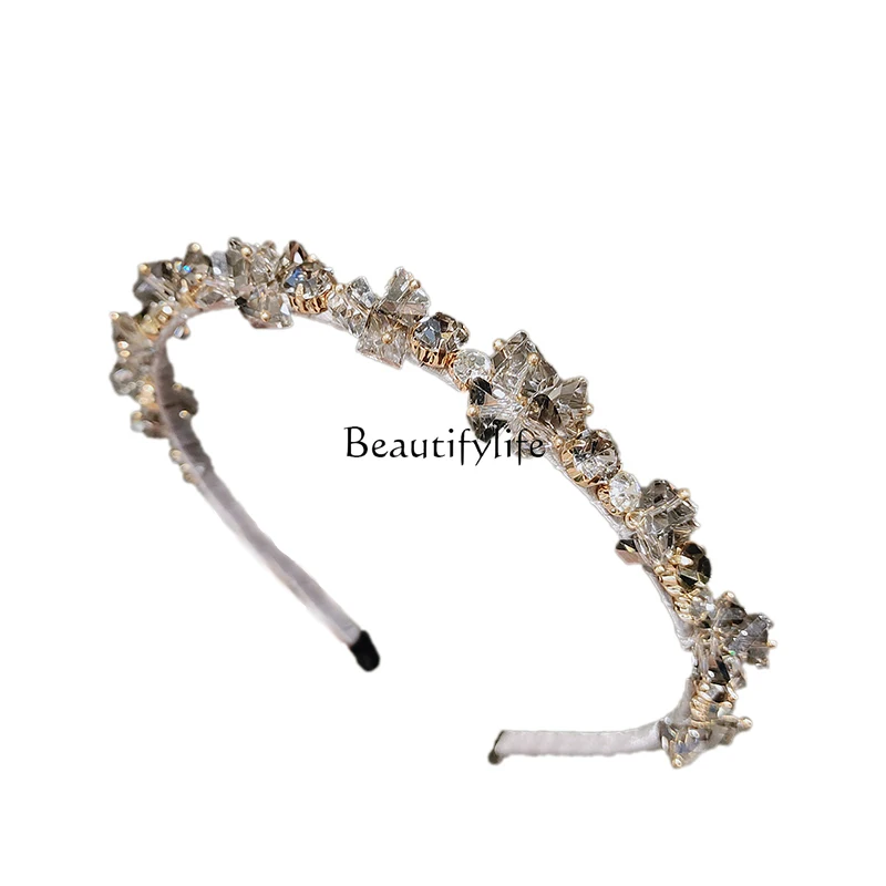 Crystal-like Luxury Headband Retro French Elegant Thin Headband Outdoor All-Matching Hairpin