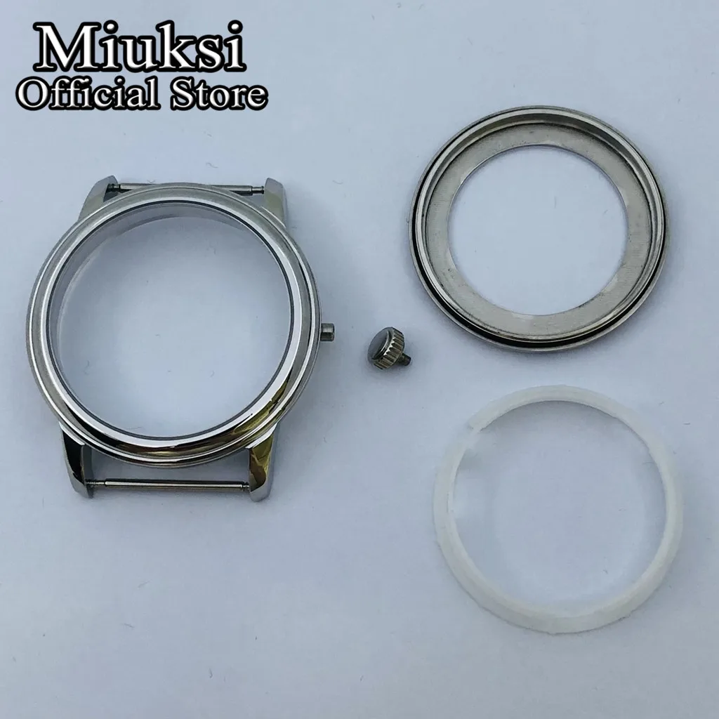 Miuksi 40mm silver watch case sapphire glass fit NH35 NH36 NH34 ETA2824 2836 Miyota 8205 8215 821A Mingzhu DG2813 3804 movement