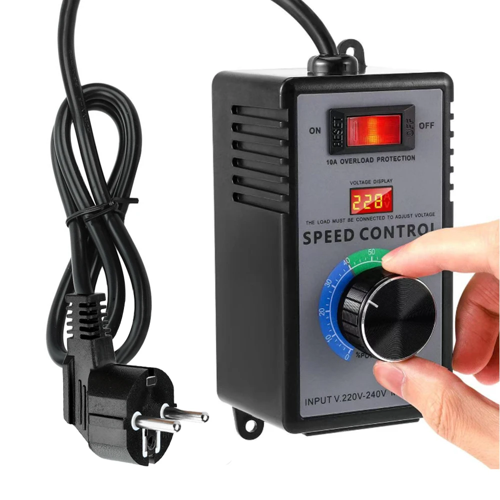 

Контроллер скорости двигателя переменного тока 120В 15А 4000Вт с защитой от перегрузки, LED-дисплеем, регулятором скорости вентилятора, электронным стабилизатором напряжения