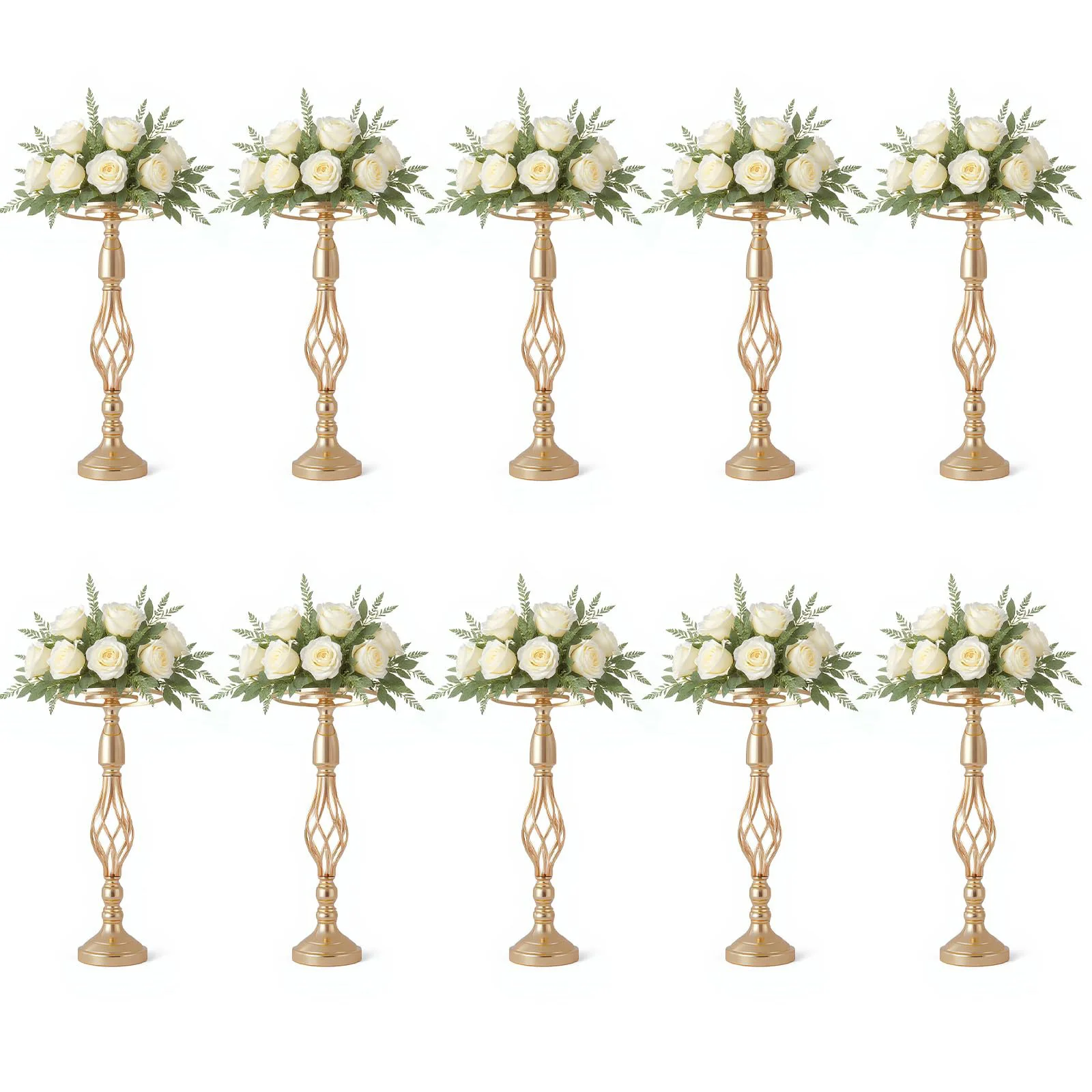 Elegantes Metall-Blumen- & Kerzenhalter-Display-Set – 10er-Pack, hohe Tischdekorationen für Hochzeiten, Partys, Veranstaltungen, Heimdekoration – moderner, rostfreier Tischleuchter, dekorativer