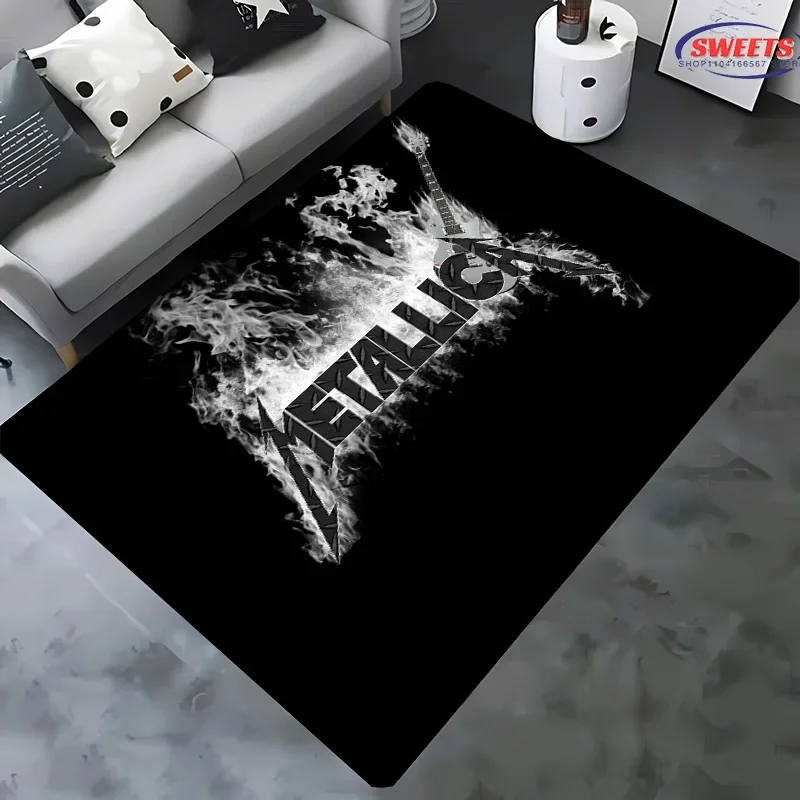 Music Band Theme M-Metall1ca Carpet 3D HD Printed for Living Room Kids Bedroom Mat Sofa Doormat Floor Rug Anti-slip Decor Tapete