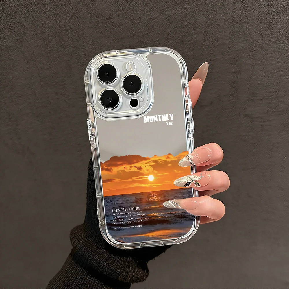 Modische Schneeberg-Gletscher-Spiegel-Handyhülle für iPhone 17 15 14 16 Pro Max 13 12 11 Pro XR XS 8 Plus 17Air Stoßfeste Hülle – Detail 8