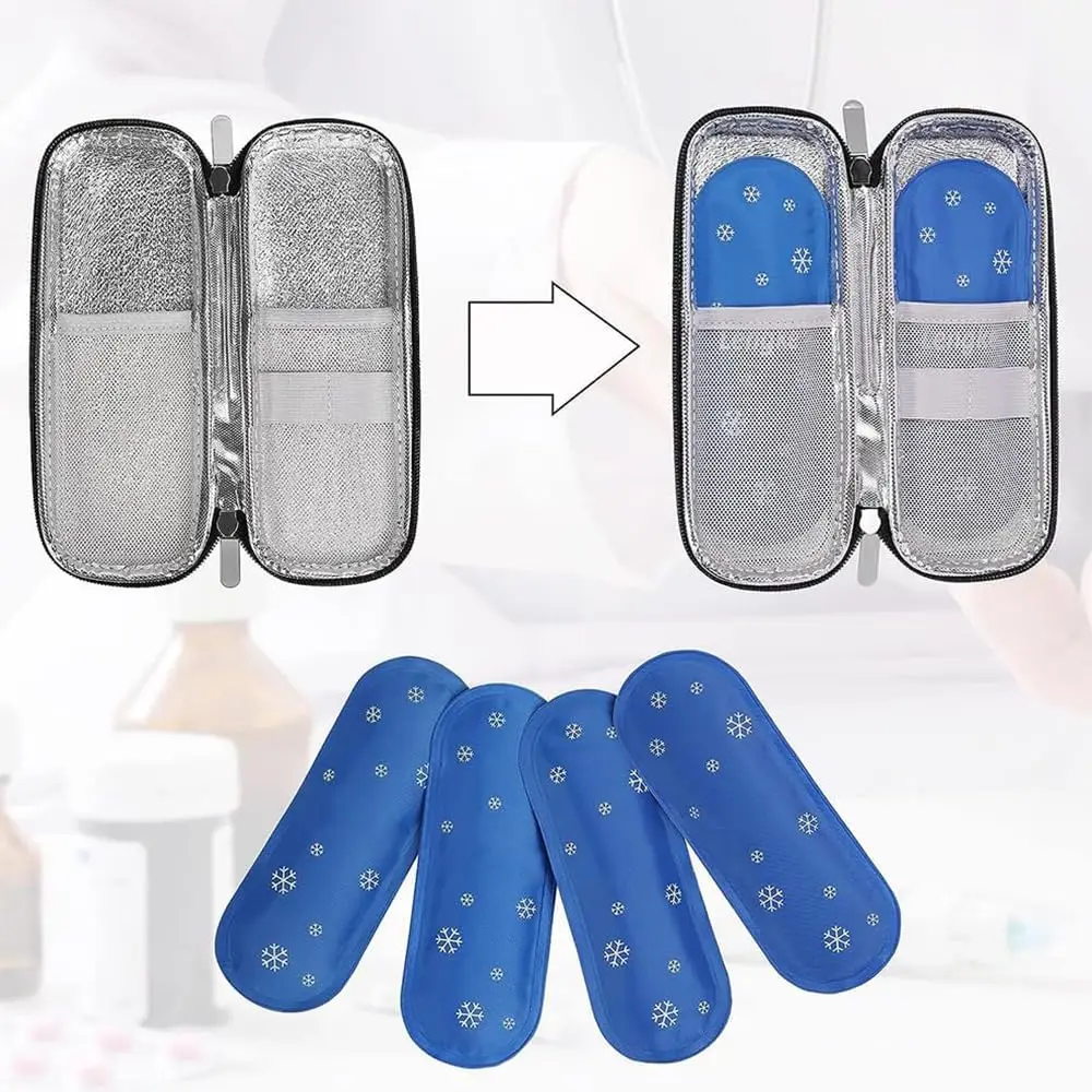 1/6pcs Insulin Gel Ice Bag Reusable Cooling Bag Refrigerated Ice Strip Cold Insulation Ice Pack for Pain Relief Medicine Storage