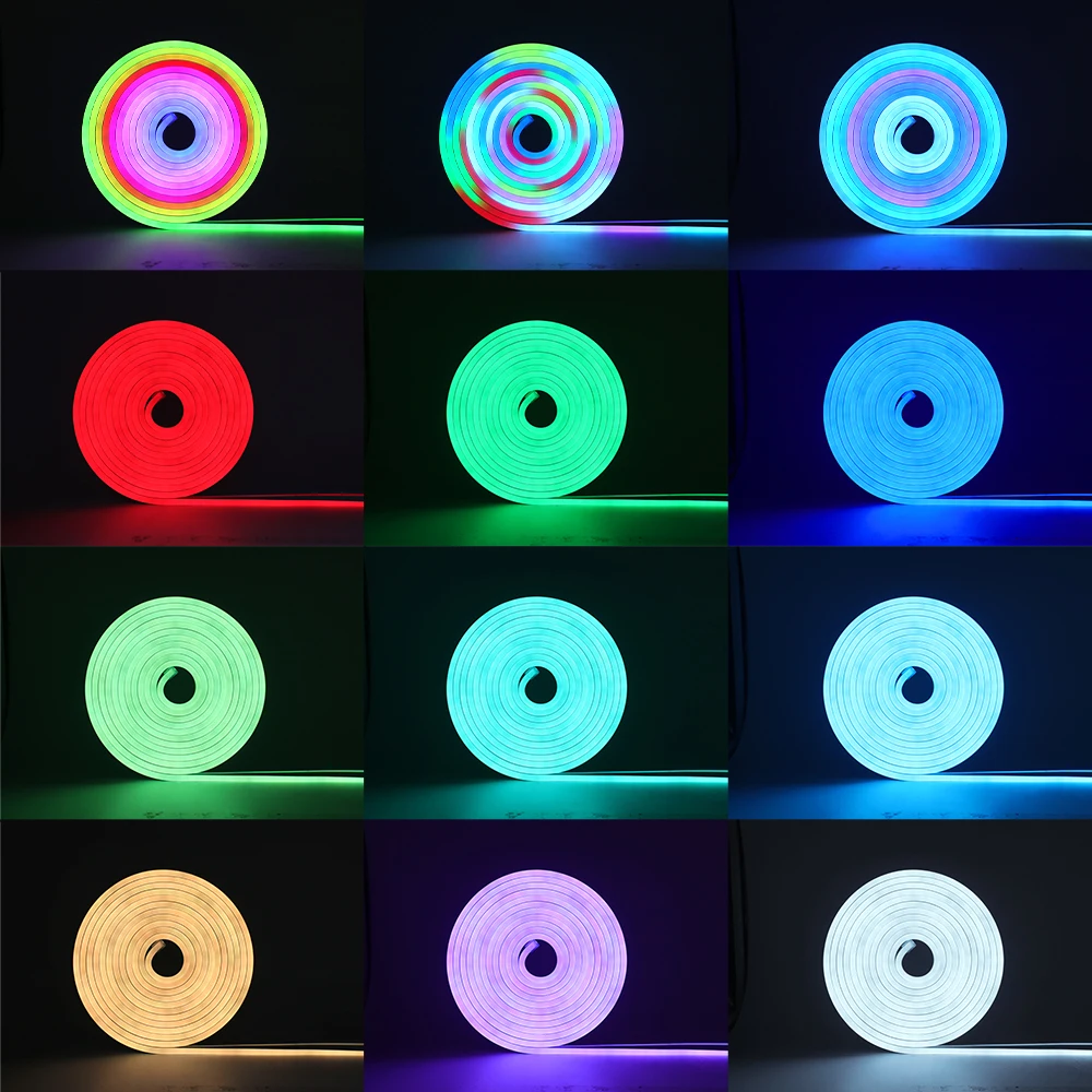 12V 24V RGB IC LED Neon Strip Addressable Dream Color Neon Rope Light Flexible Tape WiFi Bluetooth Music Sync Smart App Control