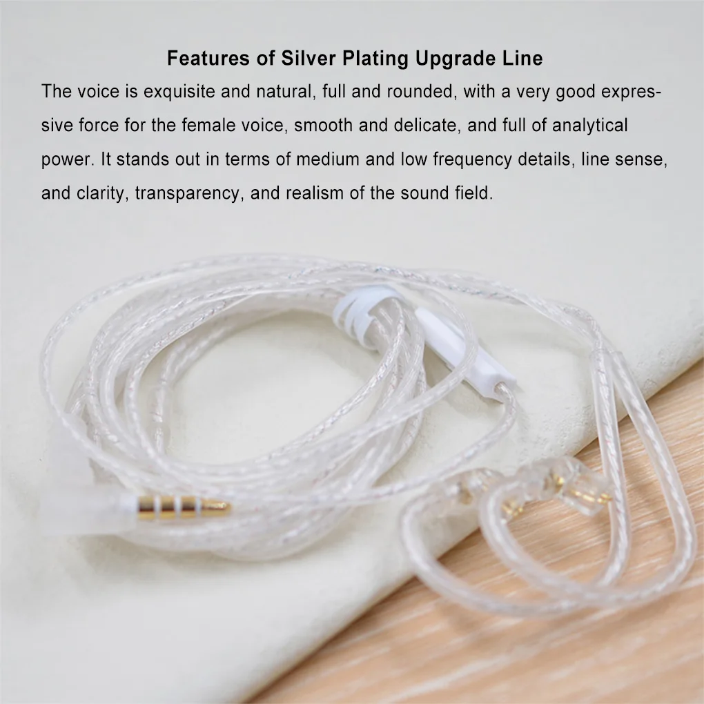 Brass Wired Earphone Cable Portable Electroplated Headset Cord Without