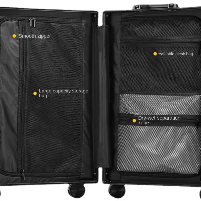 Suitcase Aluminium Rolling Luggage Spinner Cabin Carry-on Travel Bags Women Password Trolley Case Waterproof Suitcases Men