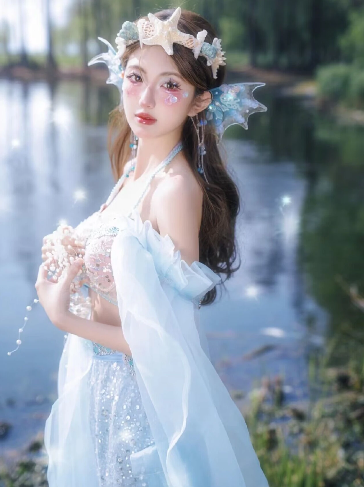Mermaid Princess Theme Performance Clothes Beach Holiday Travel Photography Artistic Portrait Goddess Style Ethnic Stage Outfits view 2