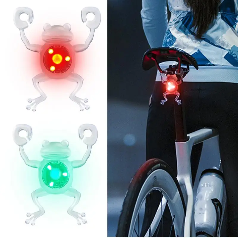 Cycle Rear Light Frog Shaped Cycle Rear Light Tail Flashlight 3 LED Beads Cycle Rear Light 7 Light Mode LED Cycling Flashlights