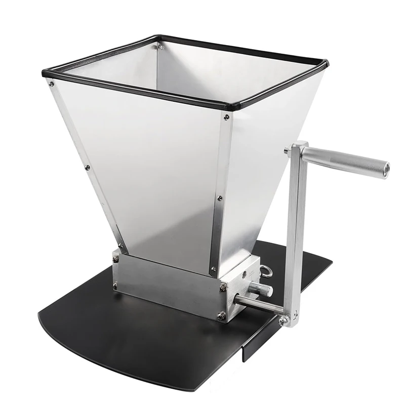 Brew Grain Mills,2 Roller Grain Crusher Manual Malt Mill with Metal Stand,7.7LB Hopper,Wheat Barley Grinder for Homebrew Beer