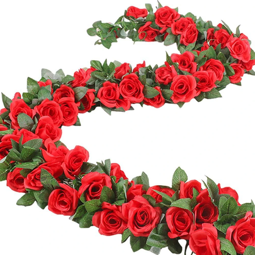 1/2 Peças de Flores Artificiais de Rosa em Trepadeira 2,3M, Flores Falsas para Decoração de Casa, Quarto, Jardim, Parede, Casamento, Ornamento de Arco Externo