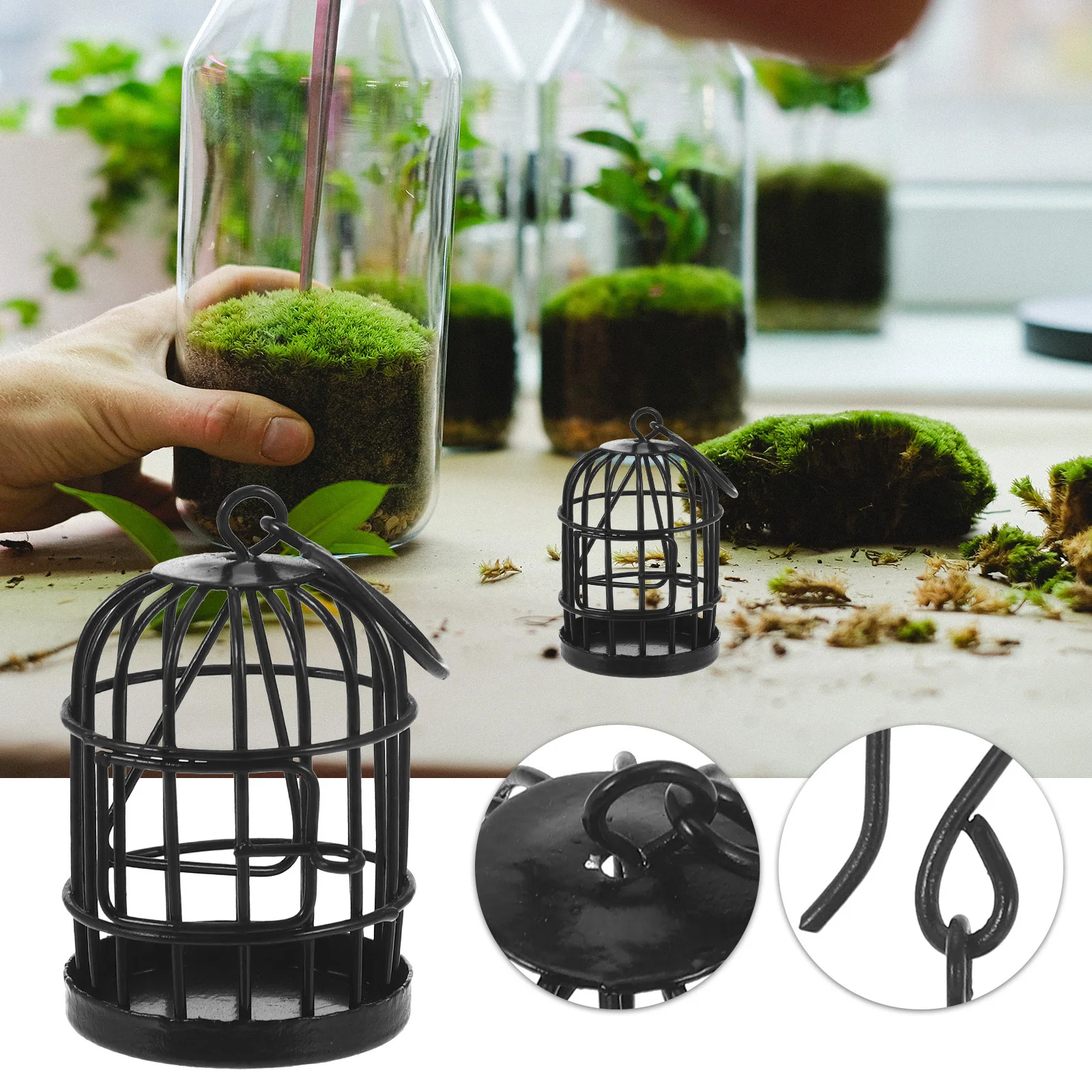

Miniature Iron Birdcage Vintage Small Decorative Birdcage for Bonsai Garden Micro Landscape Decoration