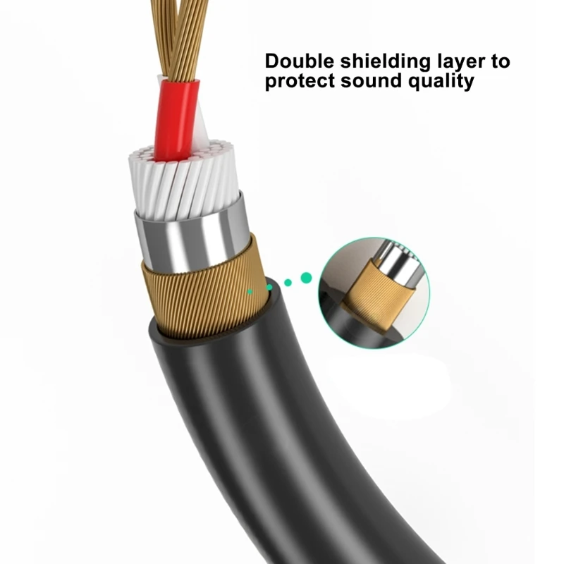 Male Cable 3.5mm to 6.35mm/2 Female Y Splitter Stereo Adapter Line Auxiliary Sound Headphone Cord Connector for Phone Speakers