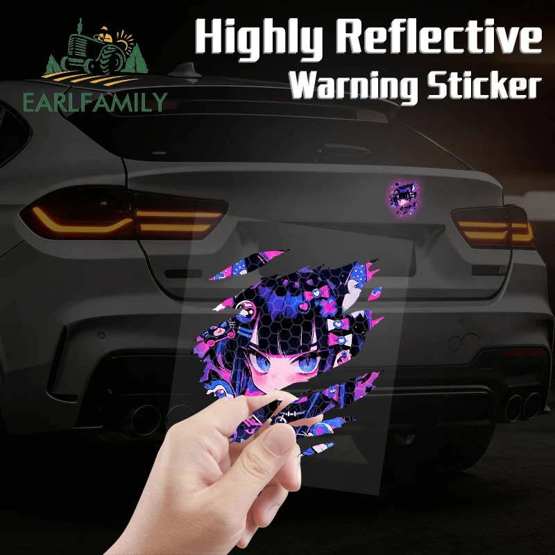EARLFAMILY Dazzling Neon Style Reflective Girls Tear Car Sticker Vinyl Decal Attractive Waterproof Accessories Interior Decor