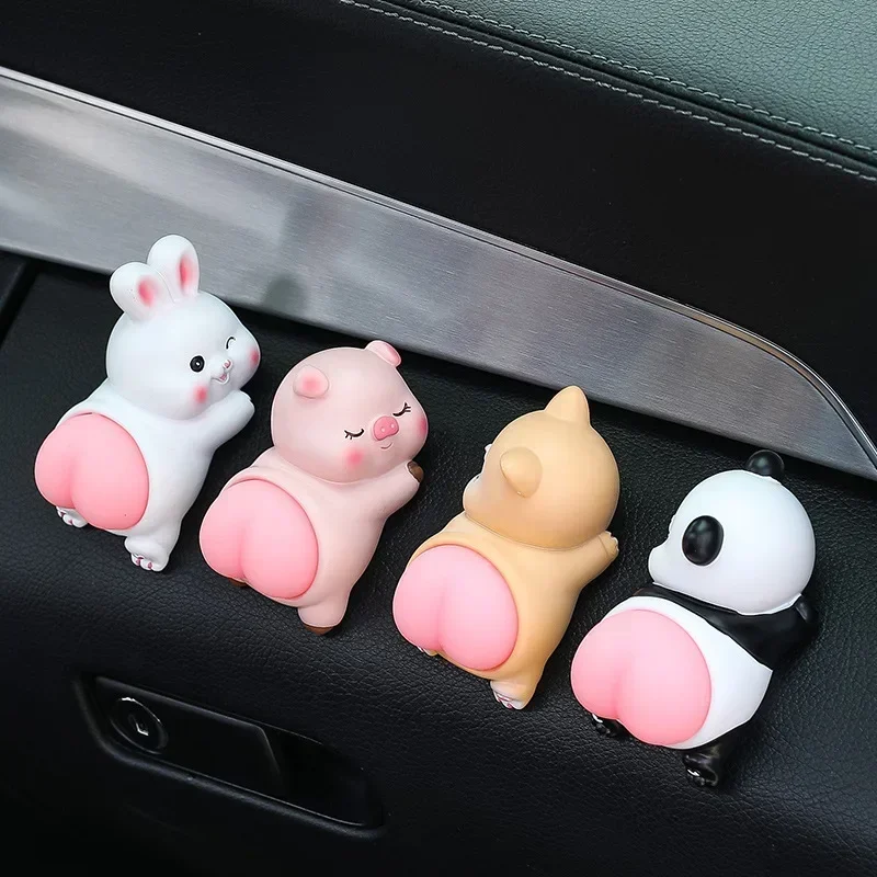 Cute Cartoon Car Ornaments Creative Panda Pig Doll Center Console Decorative Accessories Unpacking Car Interior Ornaments