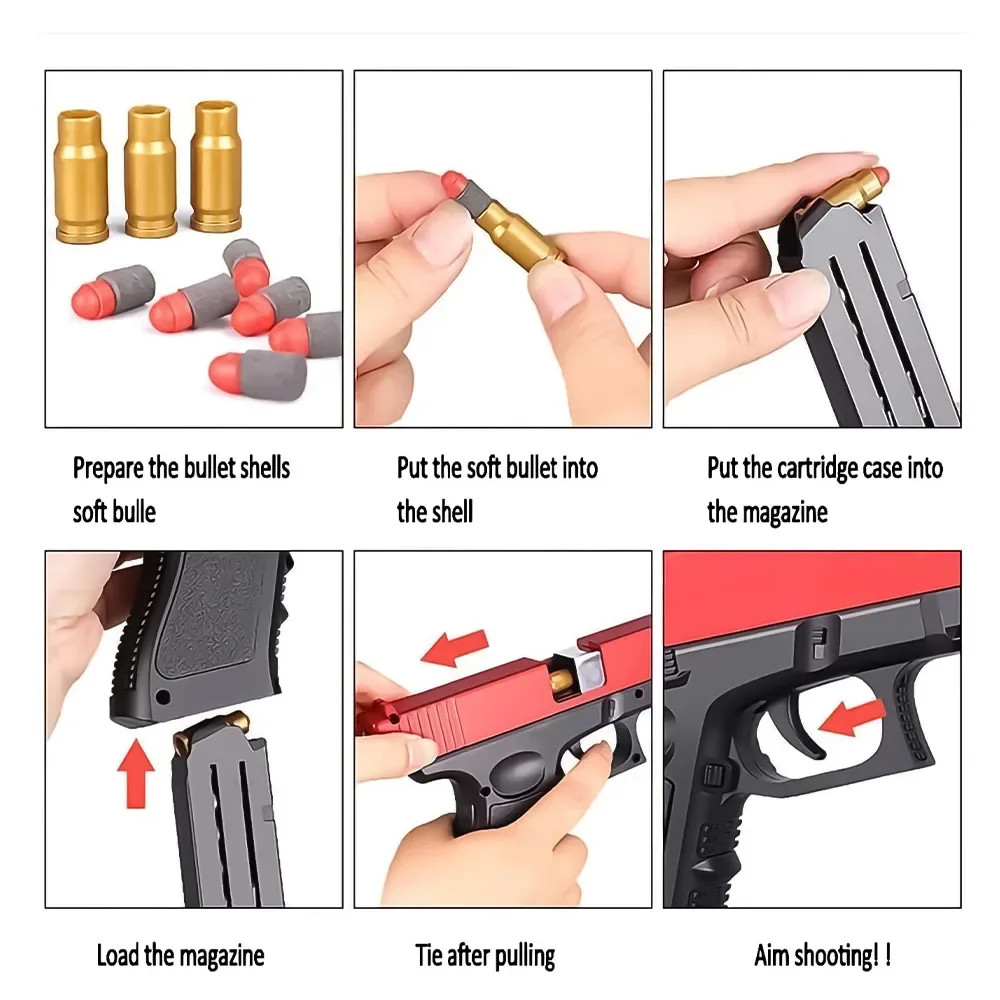 Glock pistola de juguete de plástico EVA, modelo de simulación de balas de dardos, pistola de aire para principiantes, tren de puntería, regalo de bricolaje para niños