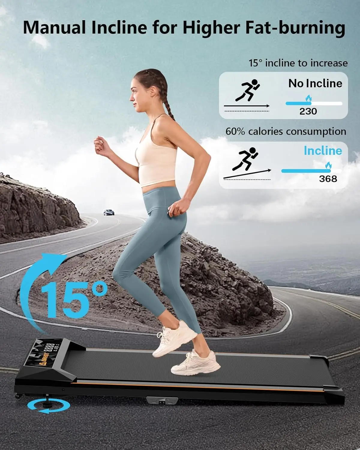 Under Desk Treadmill, Portable Treadmills for Home Office, 4 in 1 Walking Running Machine Manual