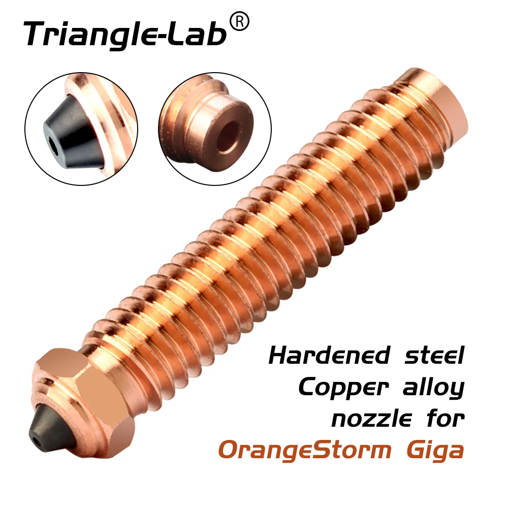Trianglelab® Bimetal Hardened Steel Copper Alloy Nozzle for OrangeStorm Giga High Temperature Resistance, Wear Resistance,