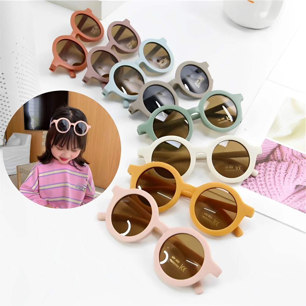 Fashion Children\'s Sunglasses Infant\'s Retro Solid Color Ultraviolet-proof Round Convenience Glasses Eyeglass For Kids Wholesale