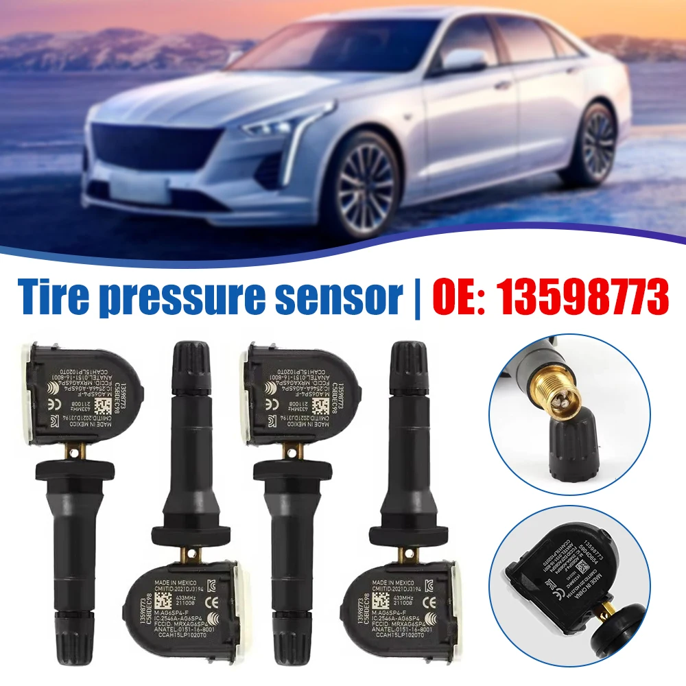 

4PCS 13598773 433MHZ TPMS Tyre Preesure Sensor For Buick LaCrosse Regal Cadillac CT6 Chevrolet Camaro Cruze Malibu
