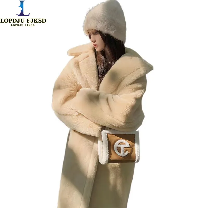 

Real Lamb Fur Coat for Women, Natural Fur, Long Jacket, Thick Outerwear, Warm Clothes, New Fashion, High Quality, Winter, 2023