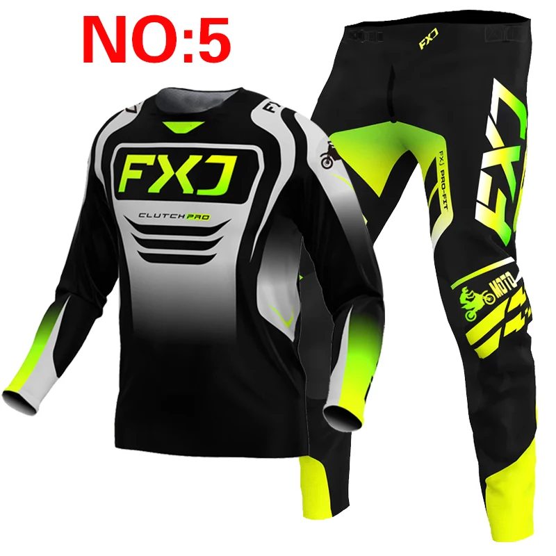 NEW 2025 FXJ yellow enduro motocross gear set mx jersey pants green motorbike clothing mtb carracing suit Off Road equipment view 6