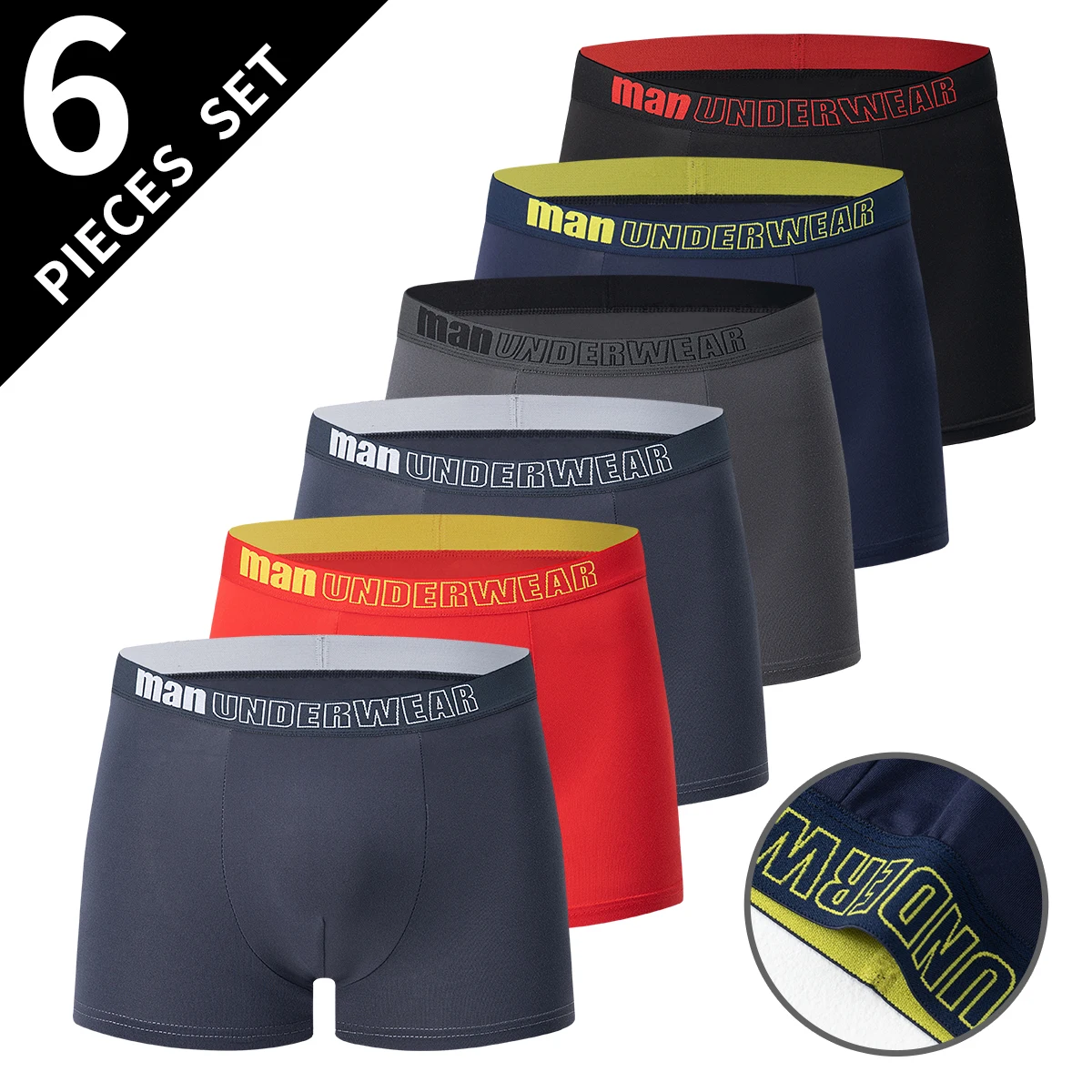 6-Piece Set of Men's Seasonal Casual and Fashionable Underwear with Four Corners, Comfortable Plus Size Sports Versatile Shorts